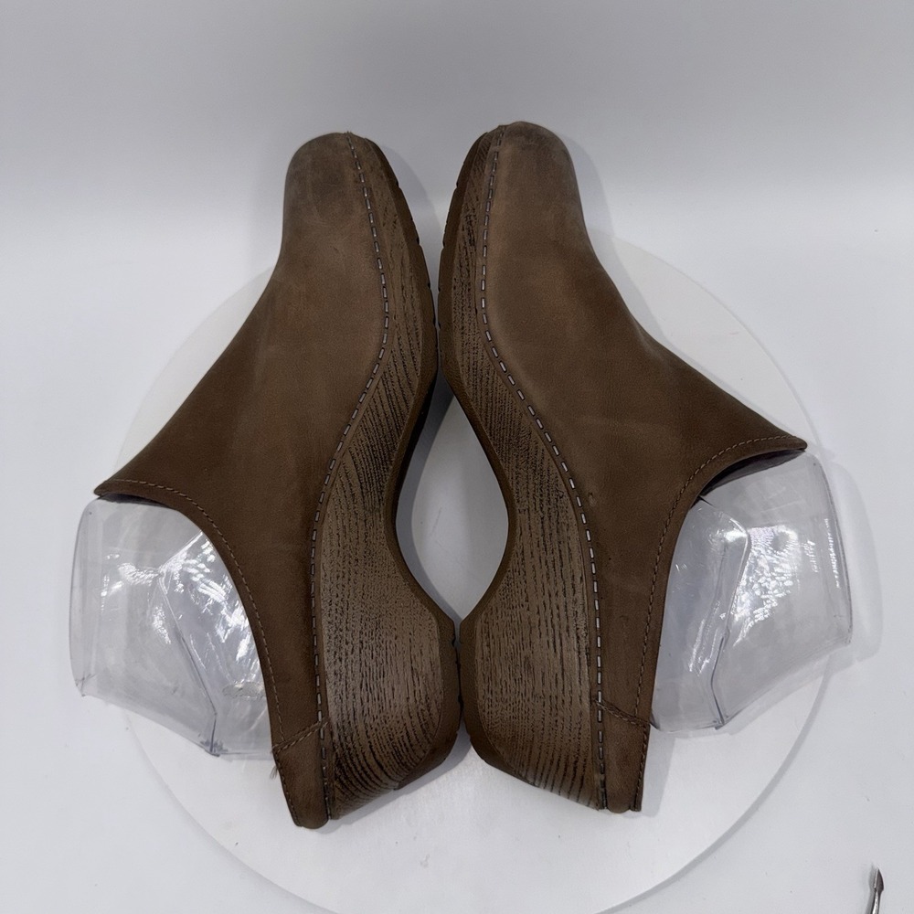 Dansko Melody Slip On Taupe Burnished Calf Leather Mules Size EU 41 11-11.5 US - Picture 4 of 8